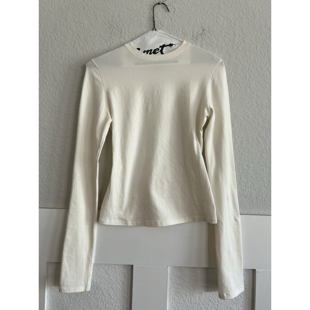 Skims Cotton Jersey Long Sleeve T-Shirt Ivory Cream White Size Women's Small
